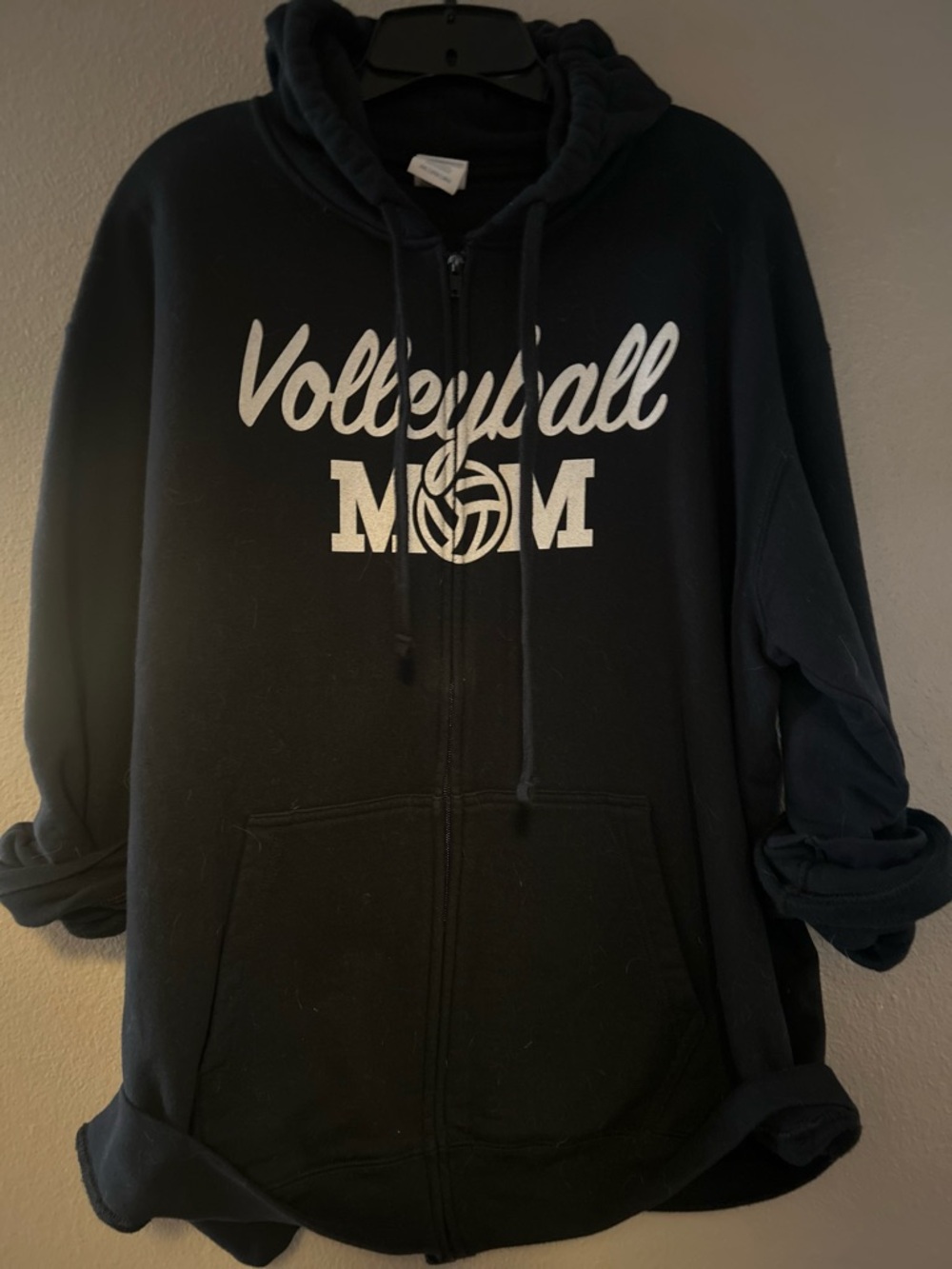 Volleyball Mom Black Zip-Up Hoodie